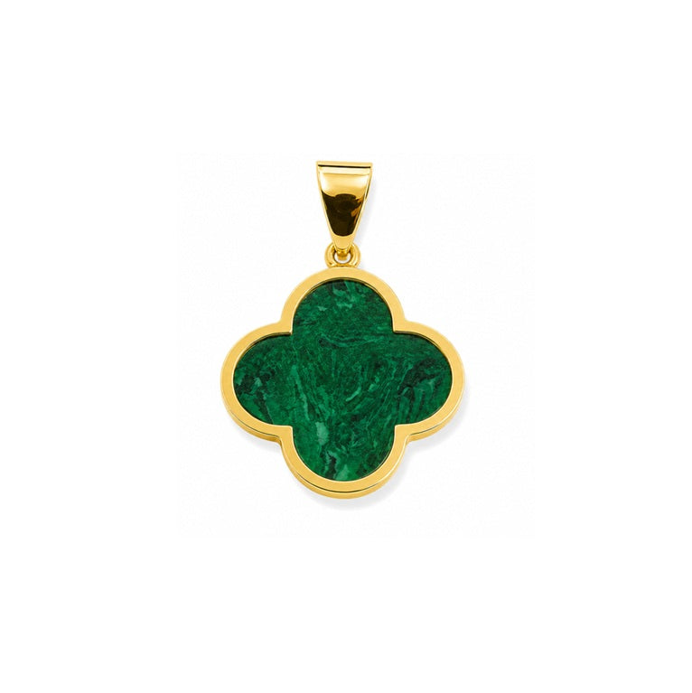 Anhänger Gelbgold Klee Malachit 72914