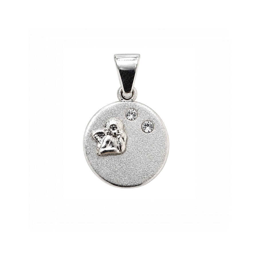Anhänger Schutzengel Weißgold Rund Zirkonia 65291