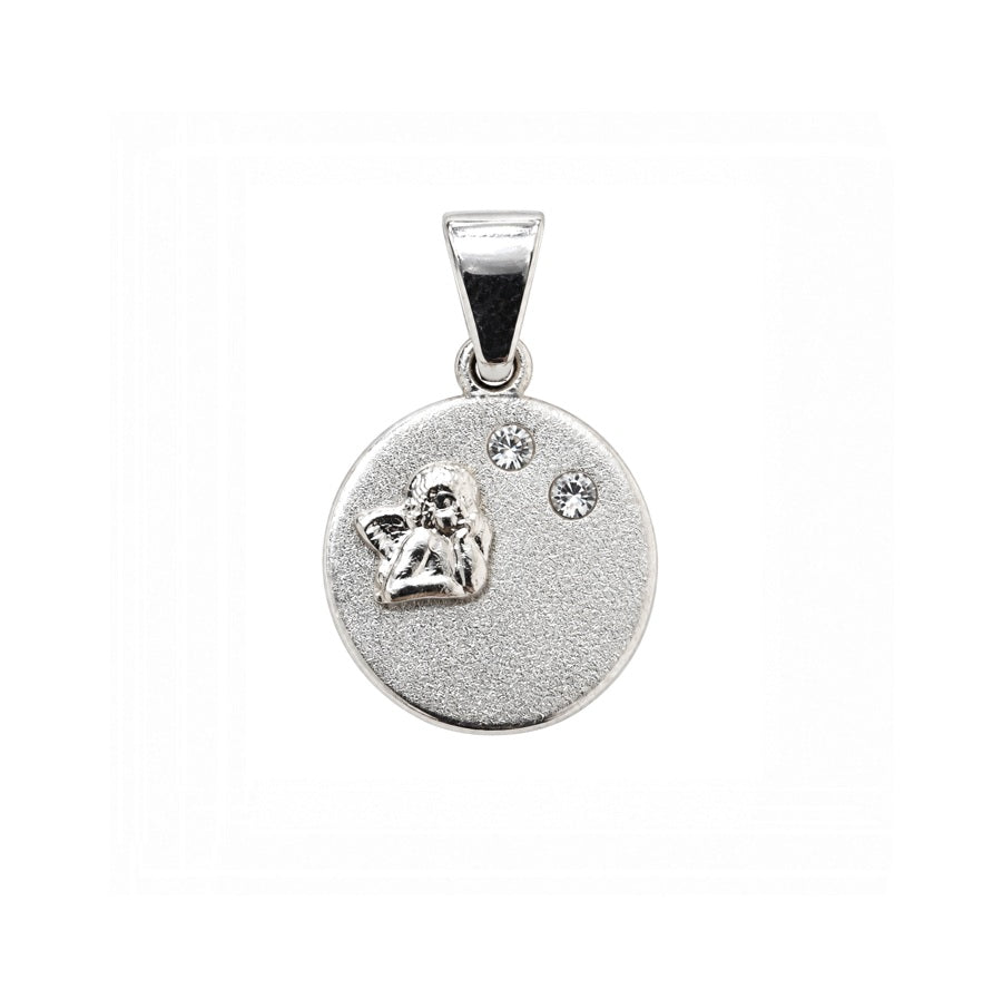 Anhänger Schutzengel Weißgold Rund Zirkonia 65291