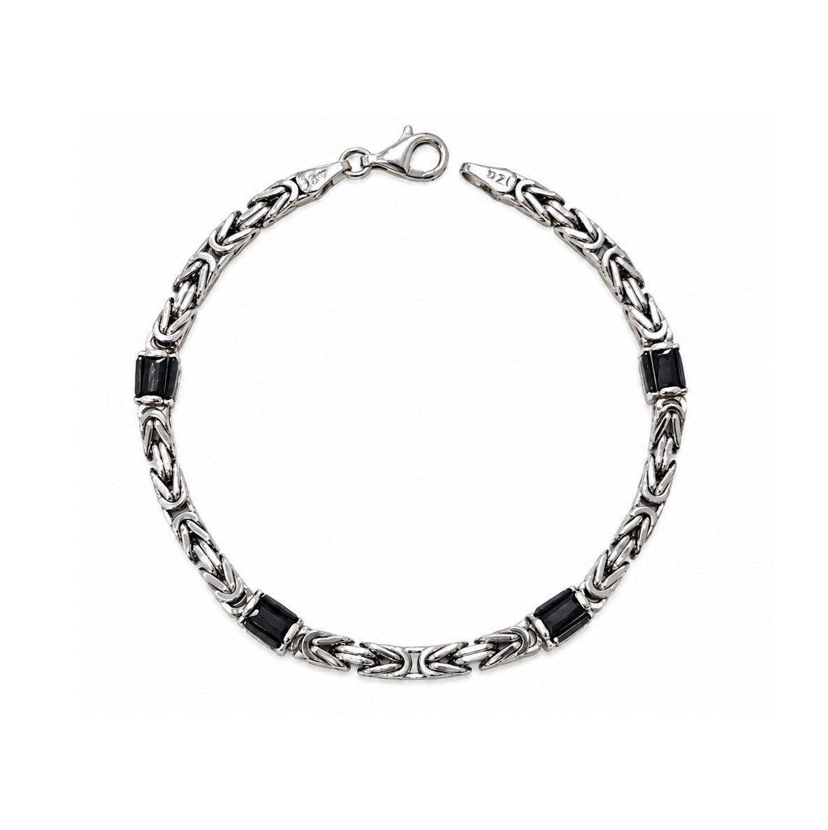 Armband Königsarmband Silber 4mm Onyx