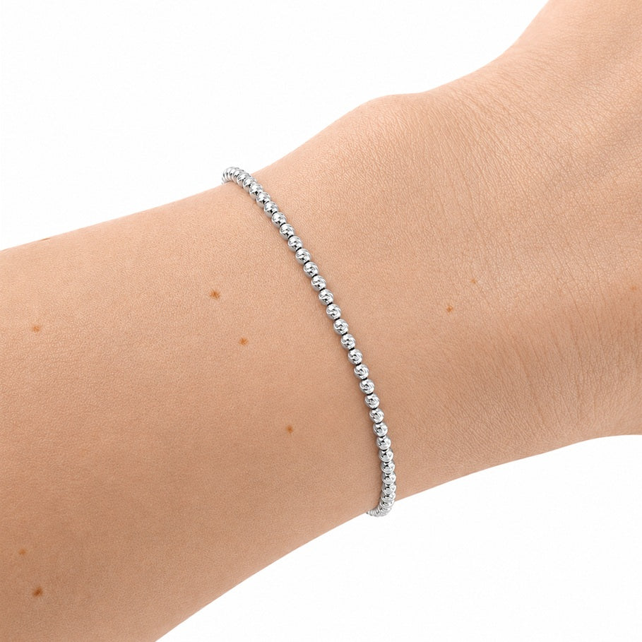 Armband mit geschliffenen Kugeln Weißgold