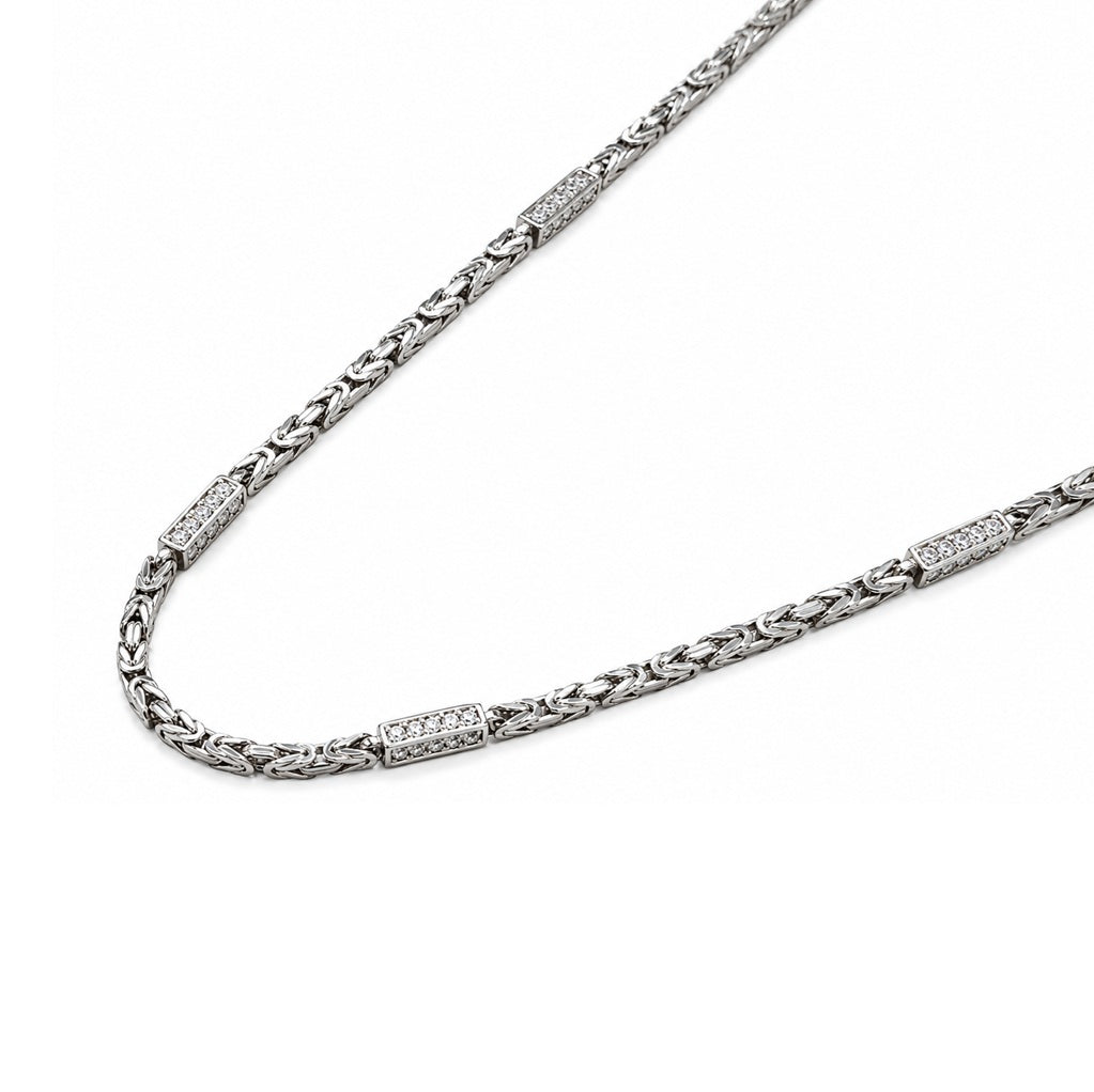 Königskette Halskette 2.5mm Zirkonia Weiß