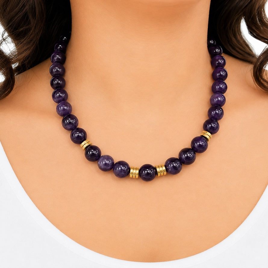 Halskette mit Amethyst und Hämatit 69720