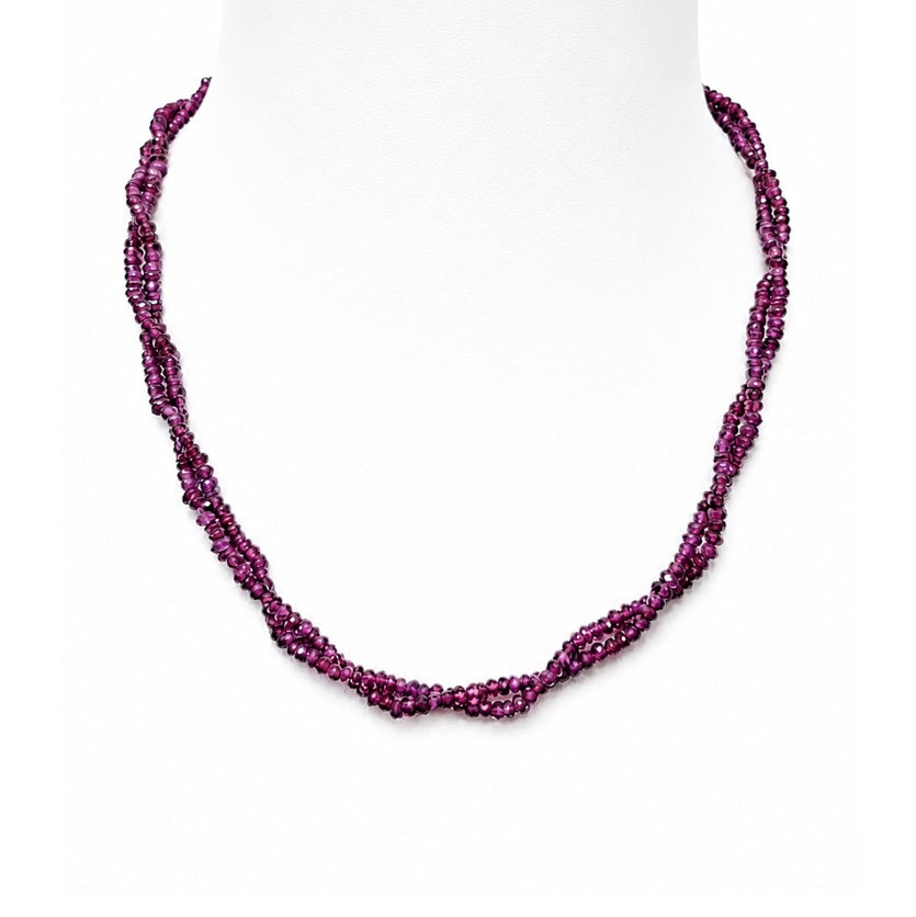 Halskette mit Granat zweireihig Weißgold 57641