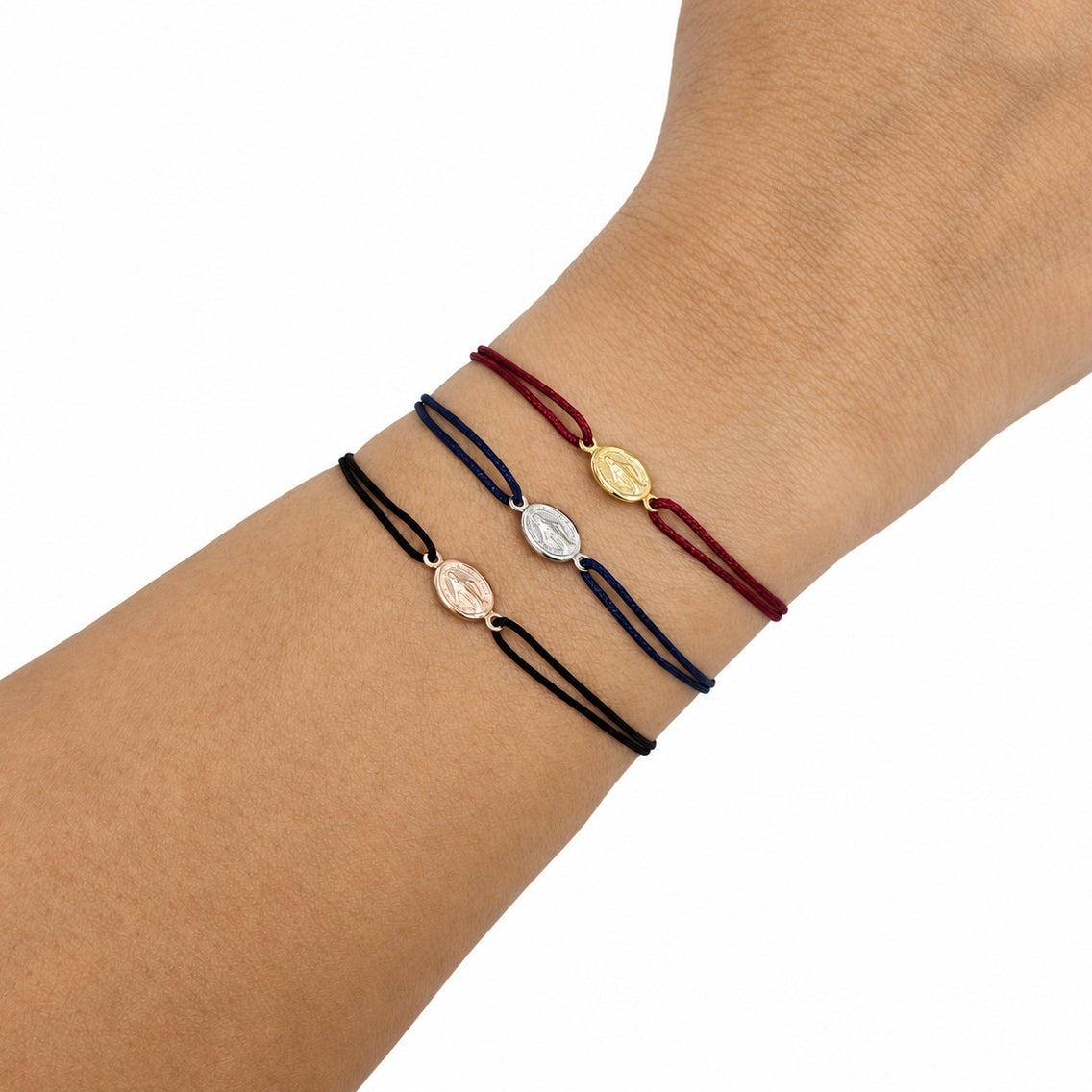 Stoffarmbänder mit Madonna Symbol in Goldfarben, Silber und Rosegold