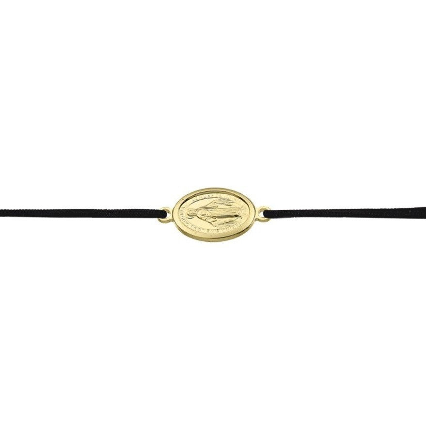 Stoffarmband mit Madonna Symbol in Goldfarben