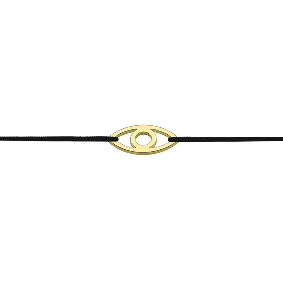 Stoffarmband mit schützendem Auge in gelbgoldfarben