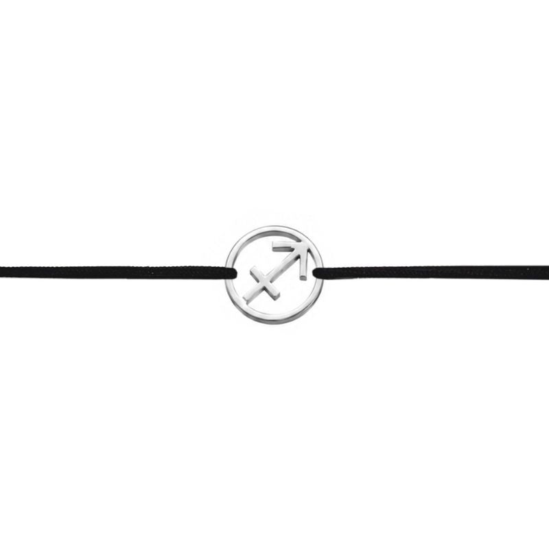 Stoffarmband mit Sternzeichen Schütze Silber