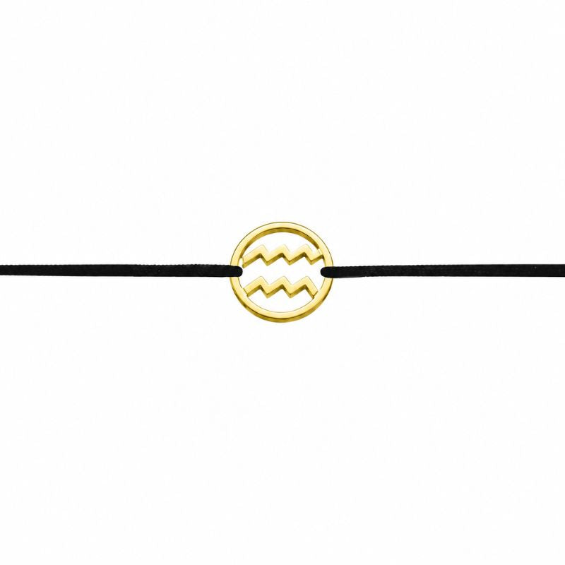 Stoffarmband mit Sternzeichen Wassermann goldfarben