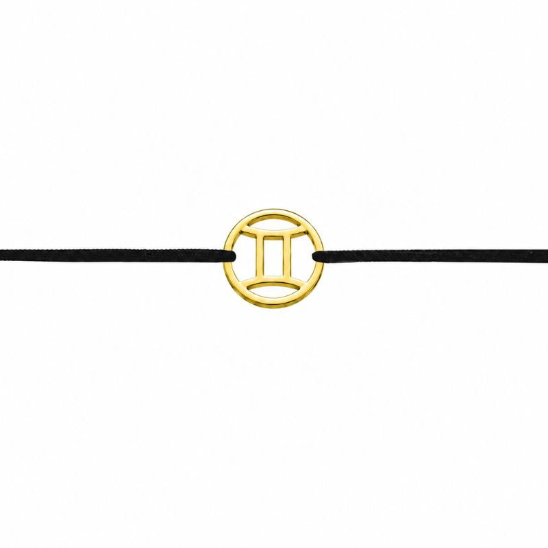 Stoffarmband mit Sternzeichen Zwilling goldfarben
