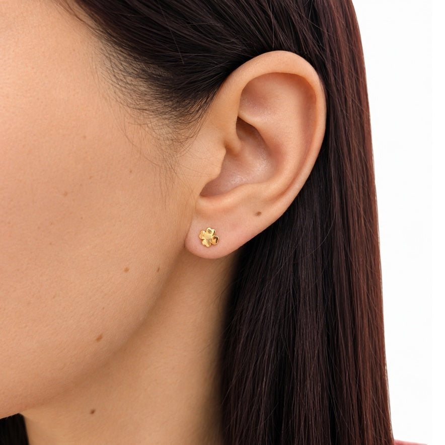 Ohrstecker Gold Kleeblatt Zirkonia