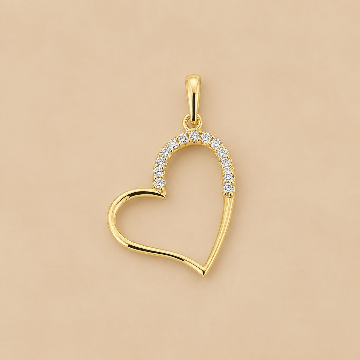 Anhänger in Herzform aus Gelbgold mit Zirkoniasteinen