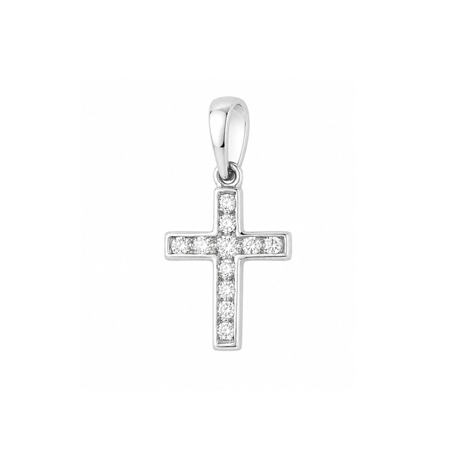 Anhänger • 585 Weißgold • Kreuz 0,06ct Brillanten 64092