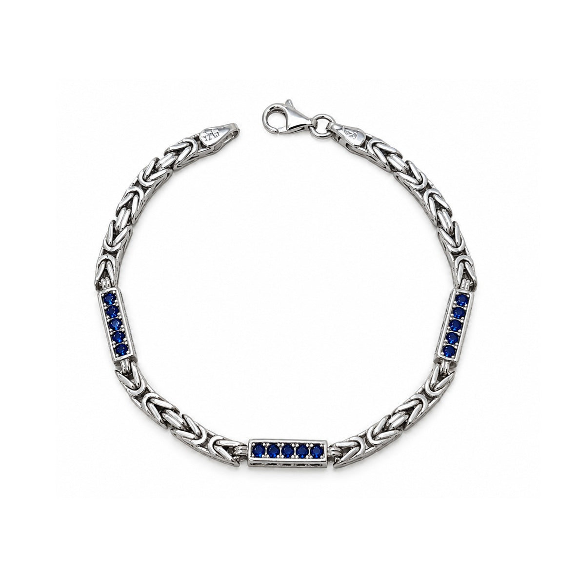 Armband Königsarmband Silber Zirkonia blau 4mm