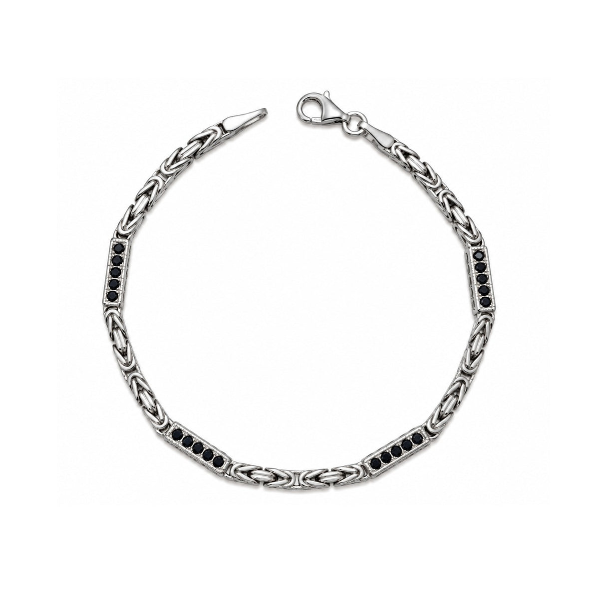 Armband Königsarmband Silber Zirkonia schwarz 3mm