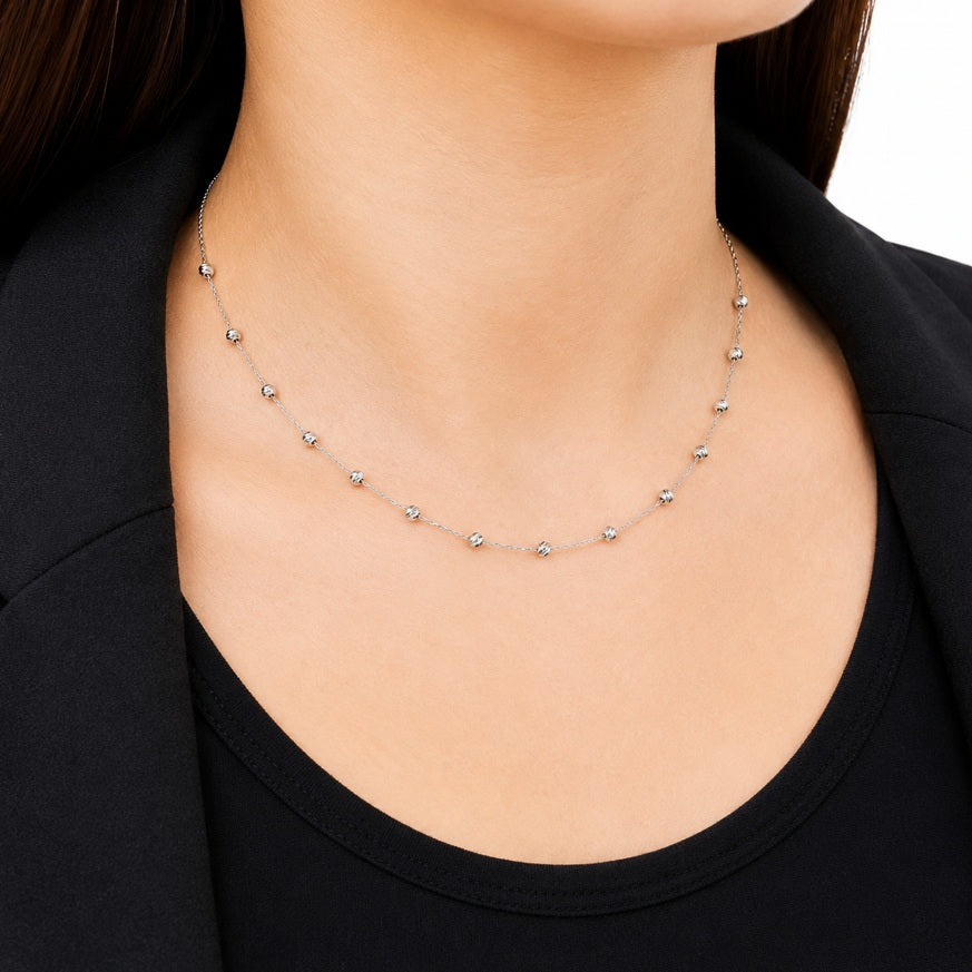 Collier mit Kugeln Weißgold 70348