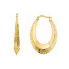 Creolen oval Gelbgold mit Muster 71524