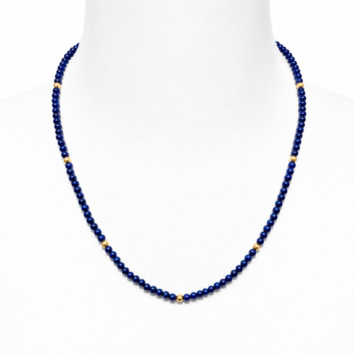 Edelsteinkette Halskette mit Lapislazuli Gelbgold 73261