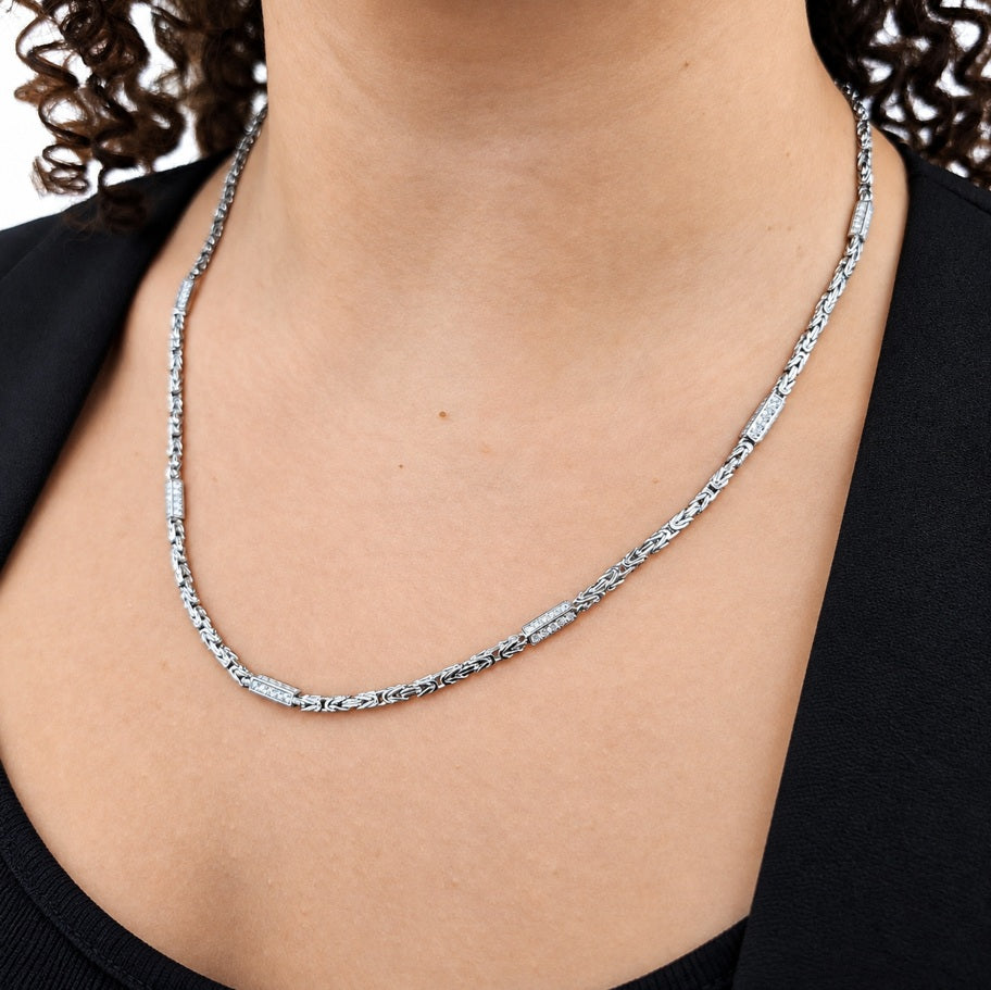 Königskette Halskette 2.5mm Zirkonia Weiß