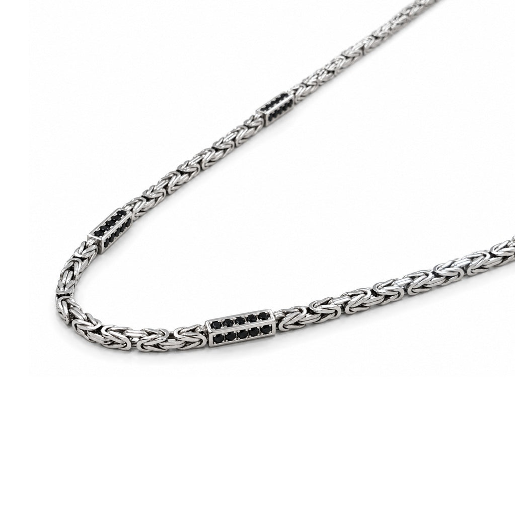 Königskette Halskette 3mm Zirkonia Schwarz