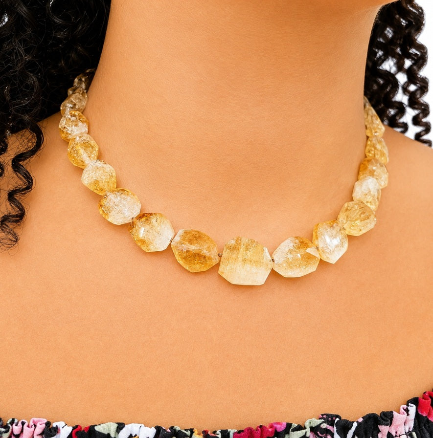 Halskette Citrin Gelbgold 57635