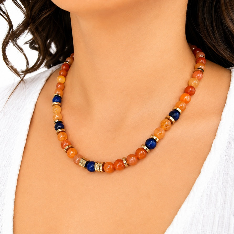 Halskette mit Karneol, Lapis Lazuli und Hämatit 57666