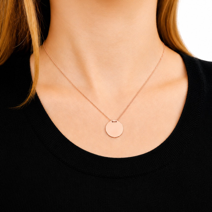 Kette mit Gravurplatte 15mm Rotgold 63902