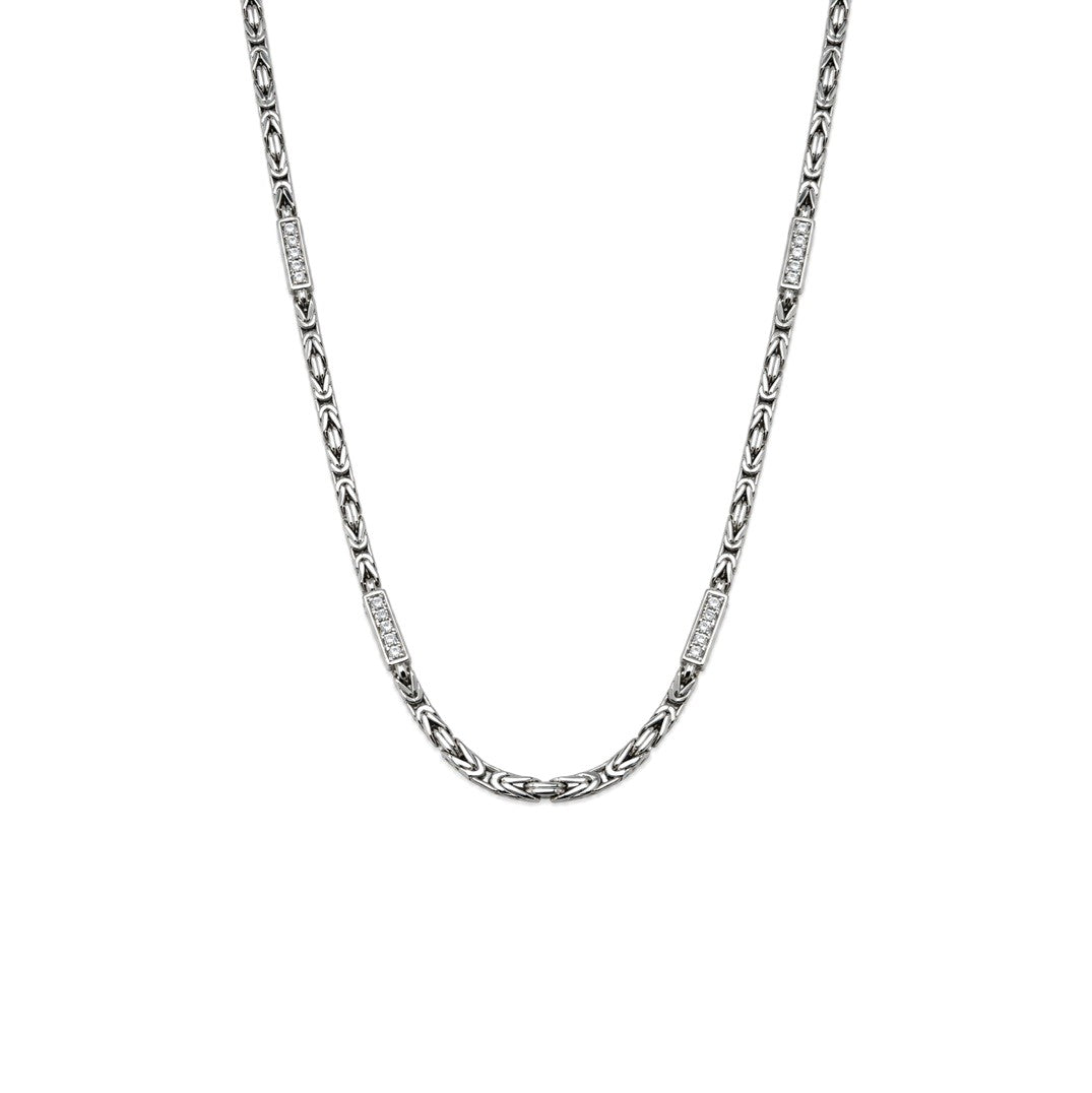 Königskette Halskette 2.5mm Zirkonia Weiß