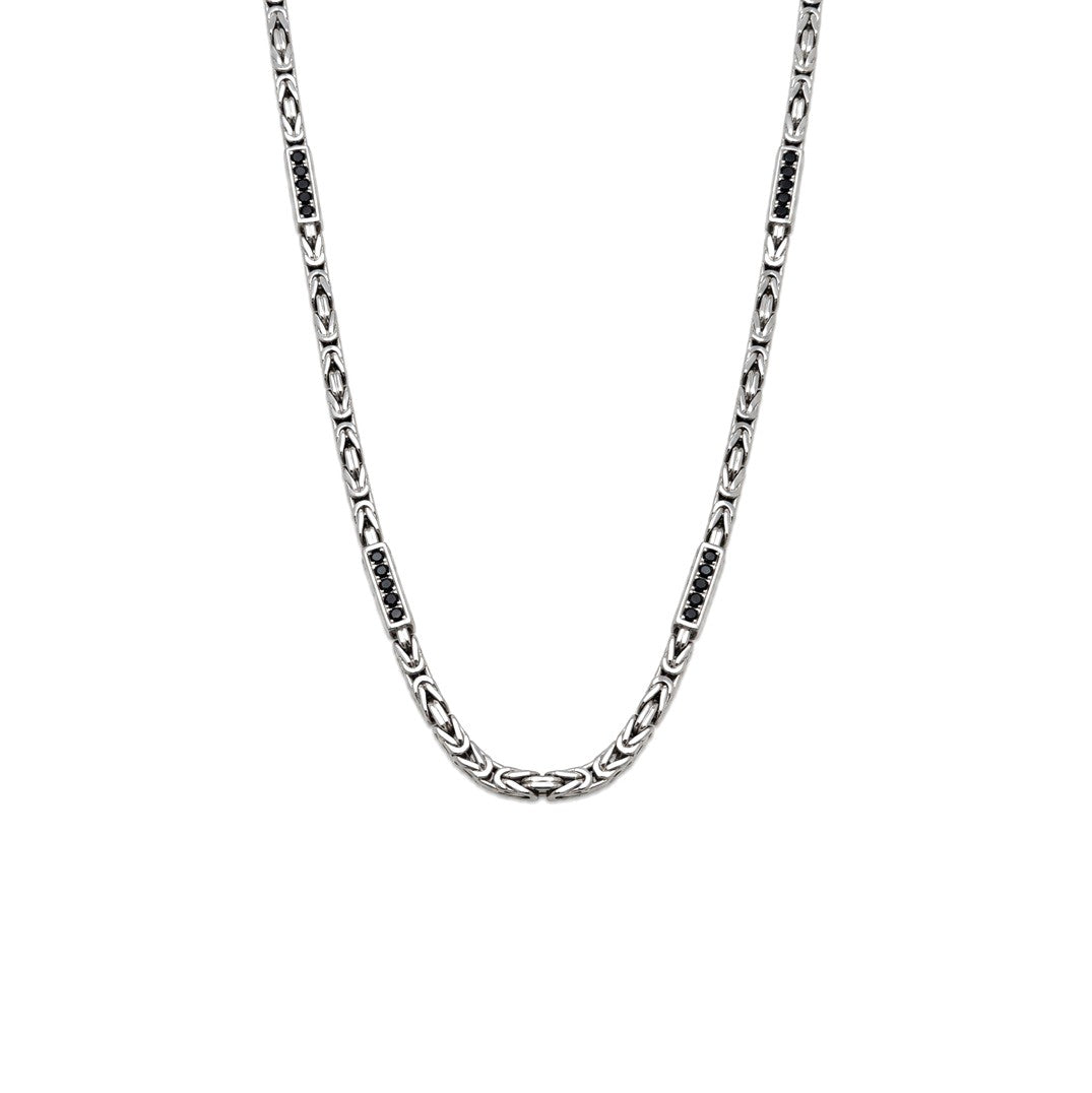 Königskette Halskette 3mm Zirkonia Schwarz