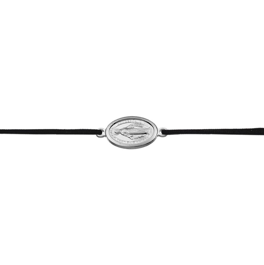 Stoffarmband mit Madonna Symbol in Silber
