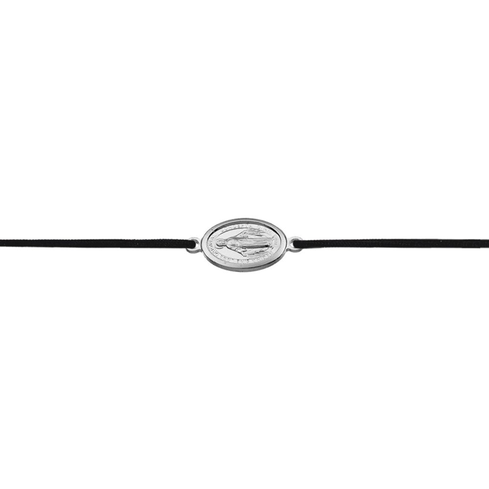 Stoffarmband mit Madonna Symbol in Silber