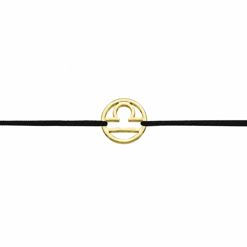 Stoffarmband mit Sternzeichen Waage goldfarben