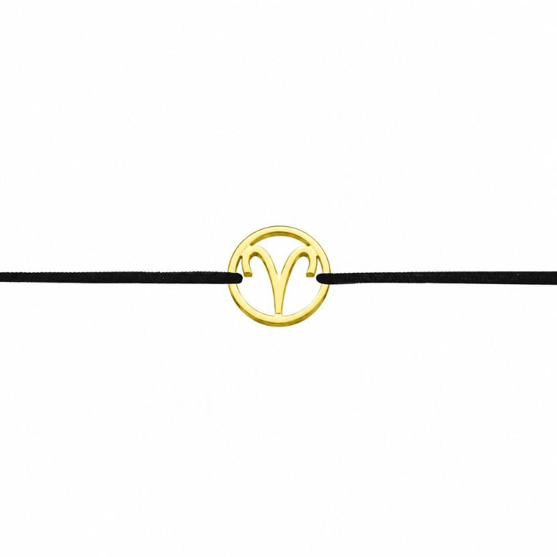 Stoffarmband mit Sternzeichen Widder goldfarben