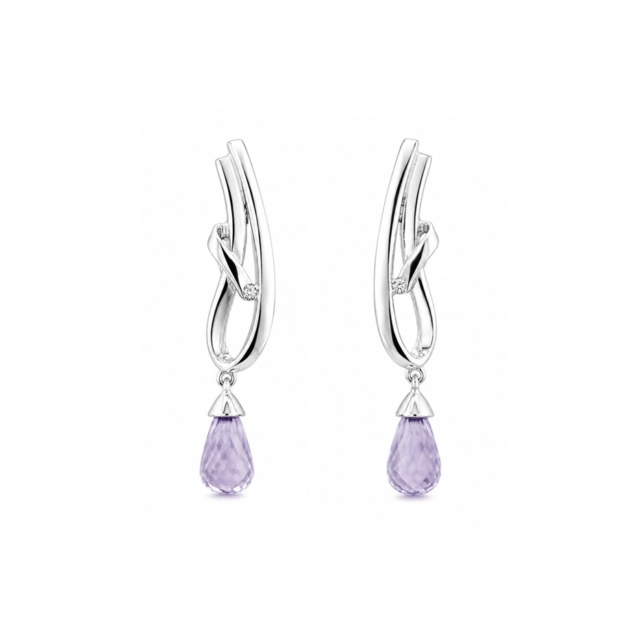 Ohrringe Ohrhänger Weißgold Amethyst 69781