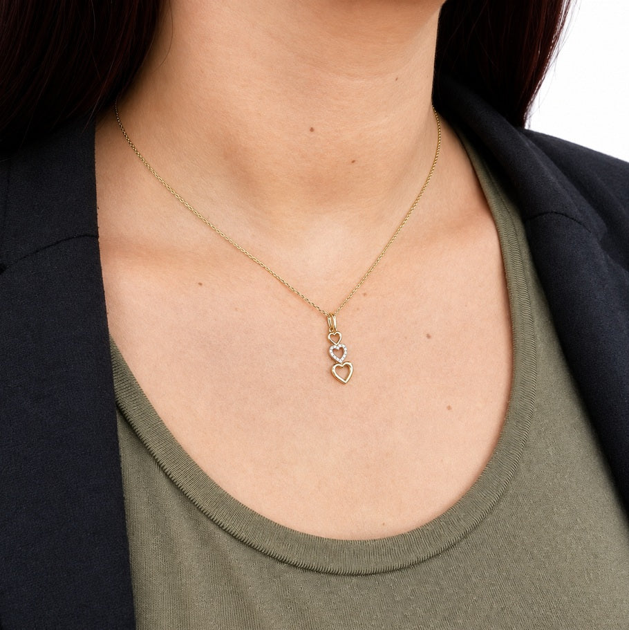 PALIDO Halskette 3 Herzen Gelbgold Zirkonia K13196G