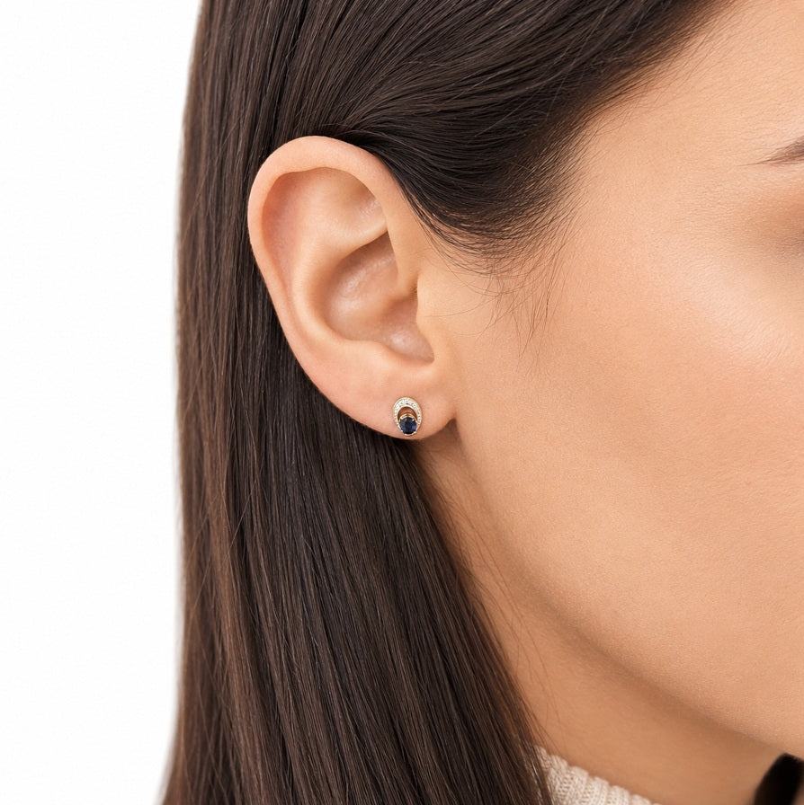 PALIDO Ohrstecker mit Saphir Gelbgold Brillant 59646