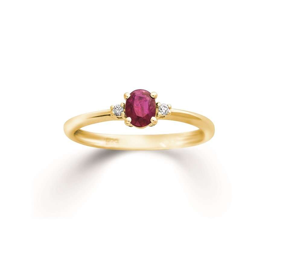 PALIDO Ring mit Rubin und Brillant • 585 Gelbgold • F2167G