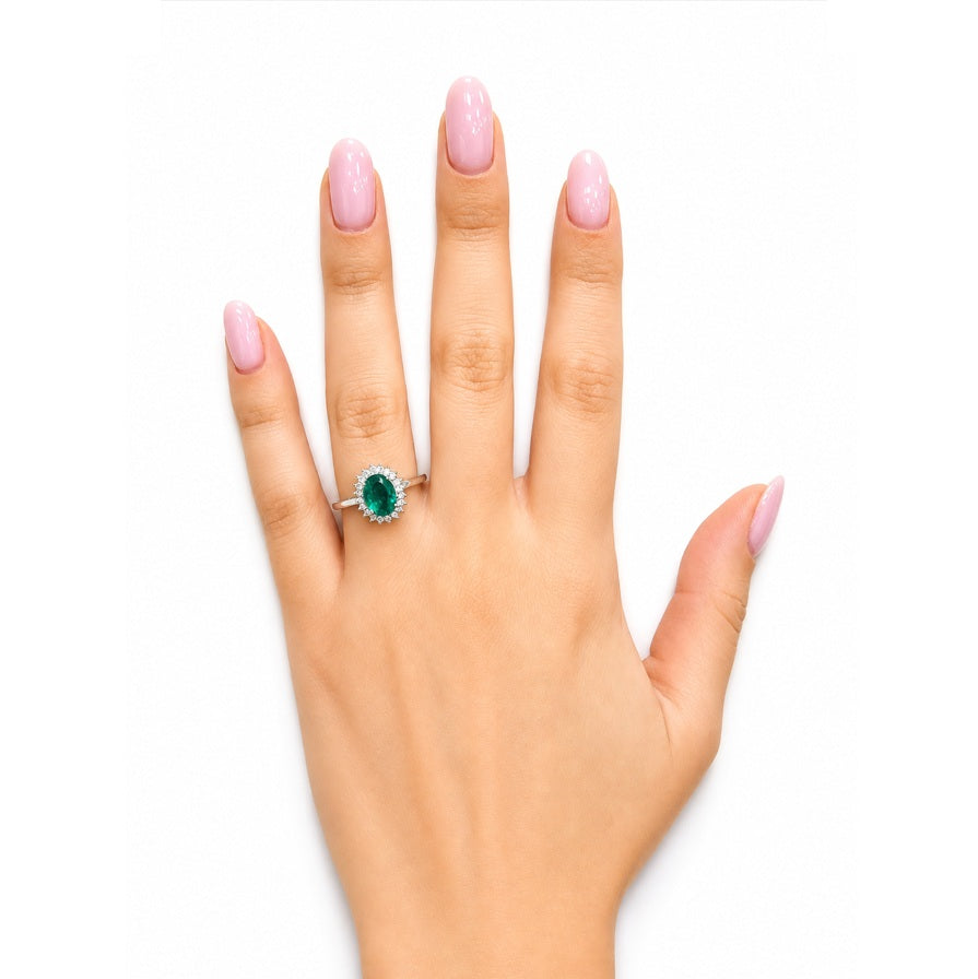 Ring Smaragd 750 Weißgold Brillanten 59315