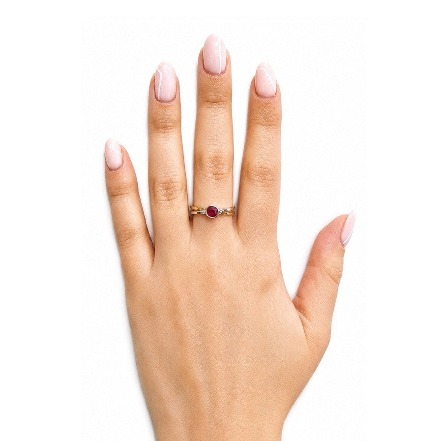 Ring mit Rubin Weißgold Gelbgold 53274