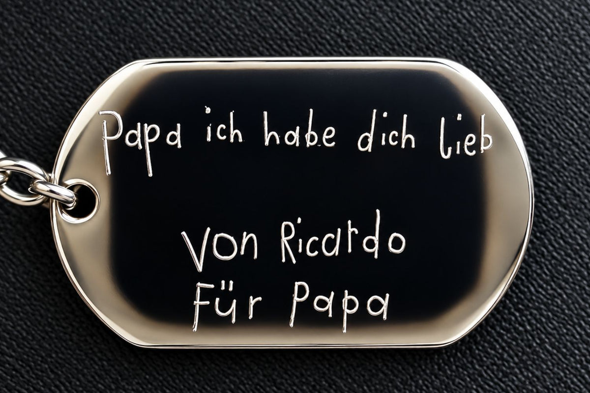 Silberplatte mit Handschrift Gravur